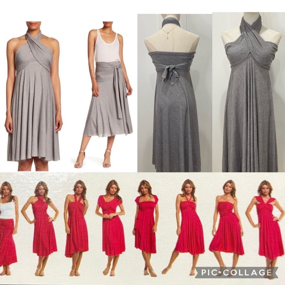 Elan -8 Multiway Convertible light Grey Dress for Women - Versatile Wrap Style